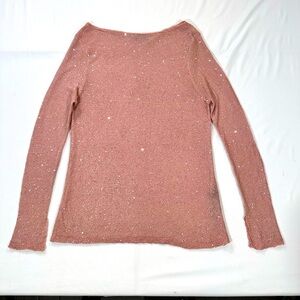 Zara knitted shimmery sequin long sleeve shirt pink large